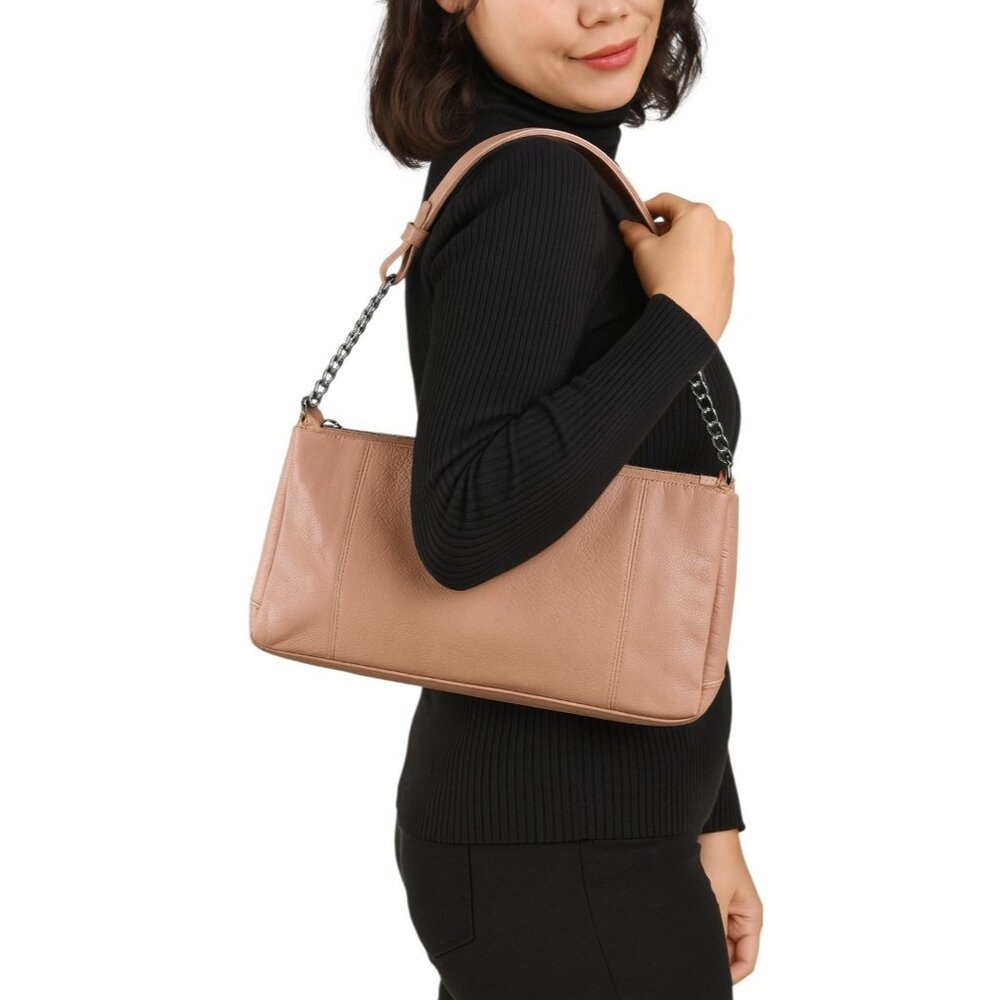 Bag Cole Haan EVENING Shoulder Handbag Clutch Purse Nude Leather WOMEN'S WOMAN'S